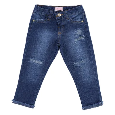 Calça Jeans Infantil Color Mini Used Com Barra Desfiada